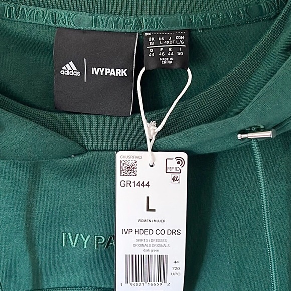 🐝 IVY PARK ADIDAS GREEN HOODED CUT OUT DRESS 🐝 - Picture 4 of 6